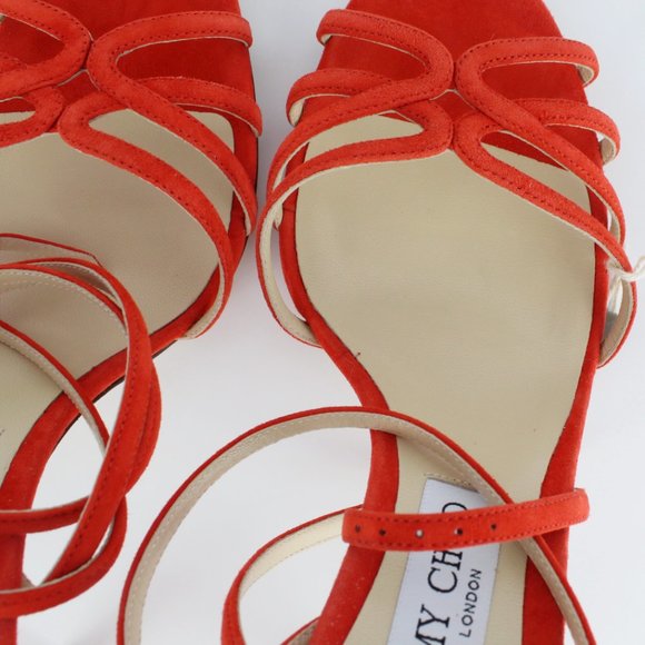 NEW JIMMY CHOO Cutout Suede Sandals - Picture 11 of 16